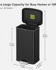 Hudson  75 Liter / 20 Gallon Step Can with Bag Compartment - Matte Black