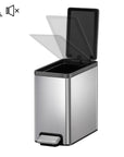 EKO EcoCasa II Slim Step Trash Can with Liner - 6L / 1.6 Gal - Matte Stainless Steel – Easy to Open Step Can