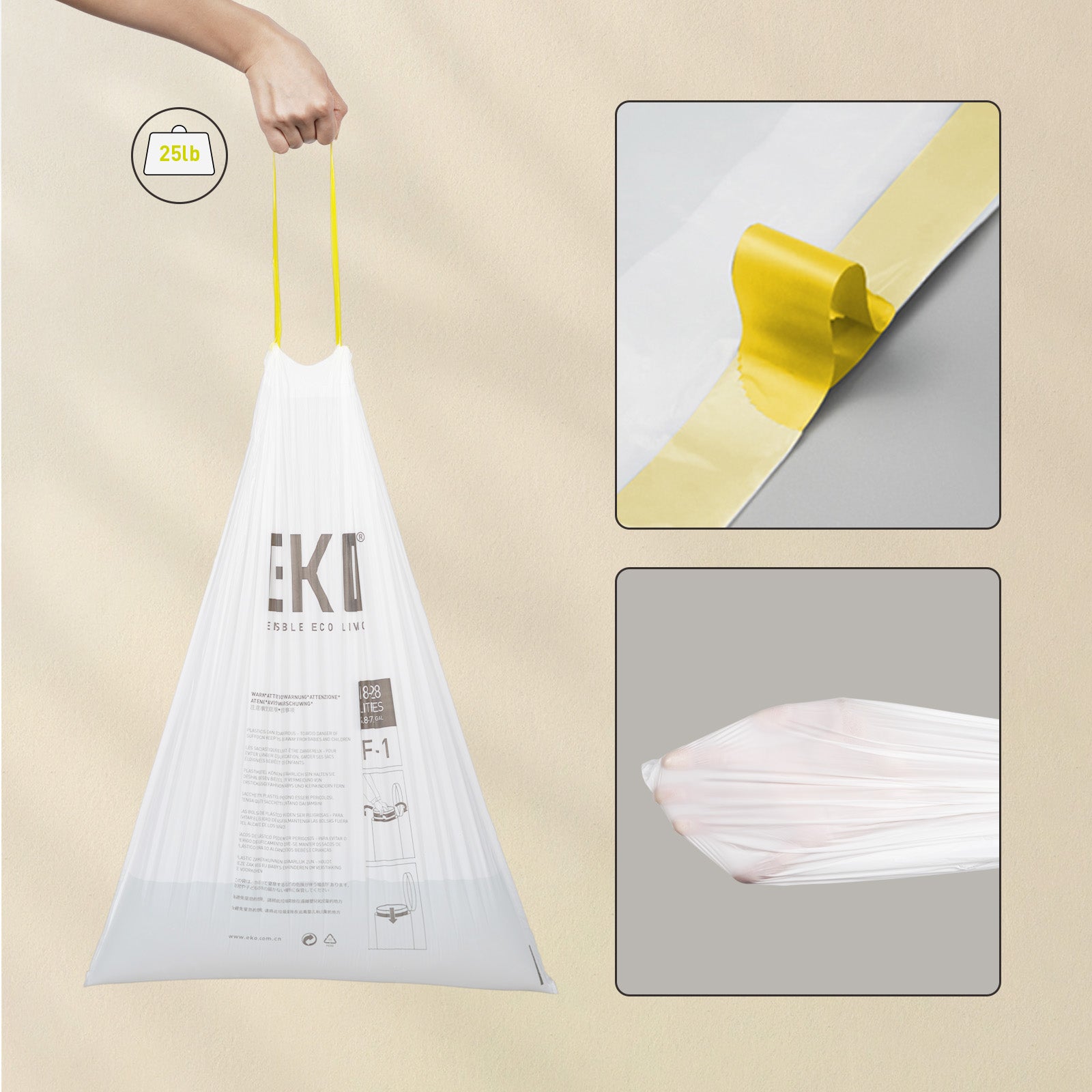 EKO Code F-1 - 8 Gallon Trash Bag - 60 Count – With Handles