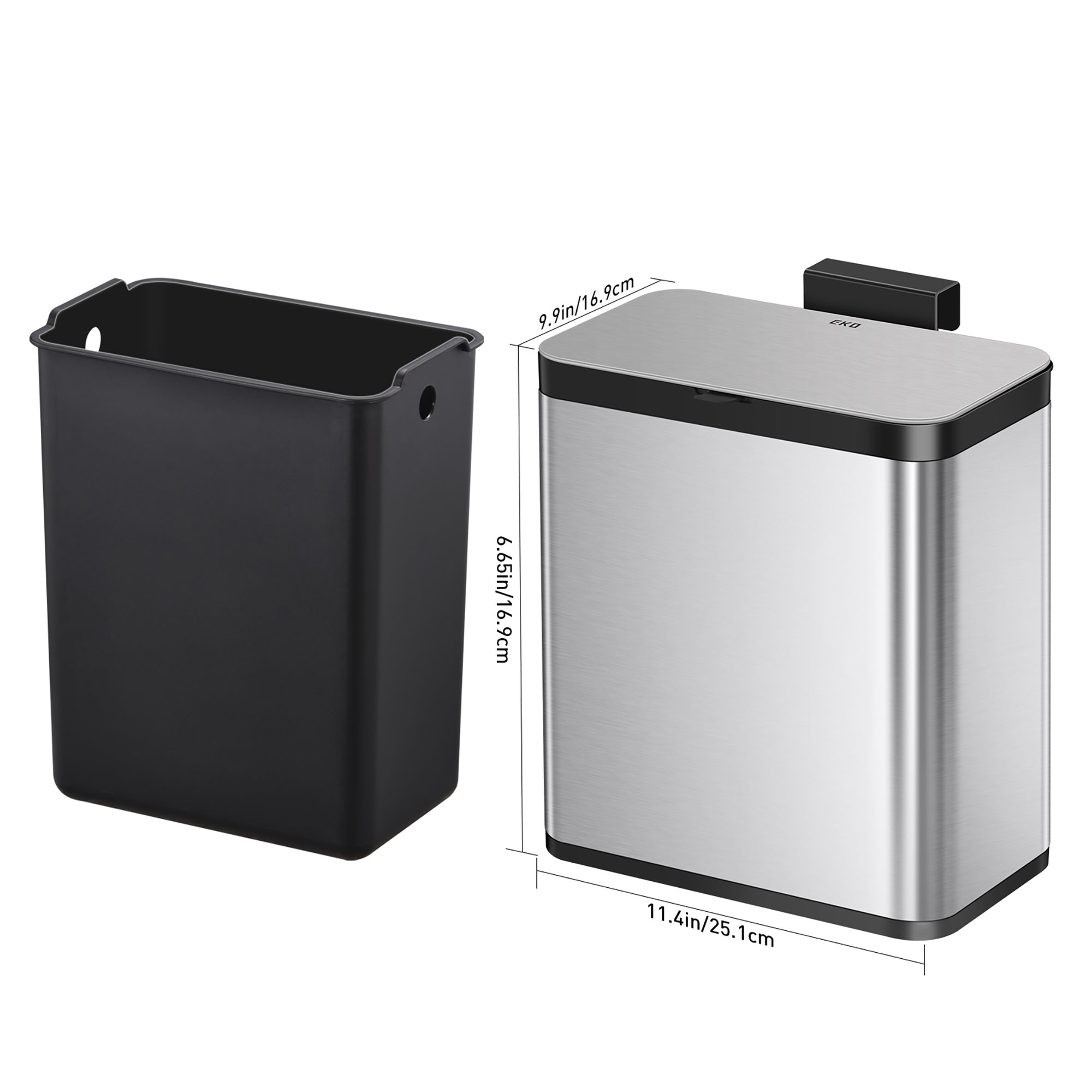 EKO Deluxe Puro Compost Bin with Liner - 7L / 1.85 Gal (Stainless &amp; Black) –  Dimensions