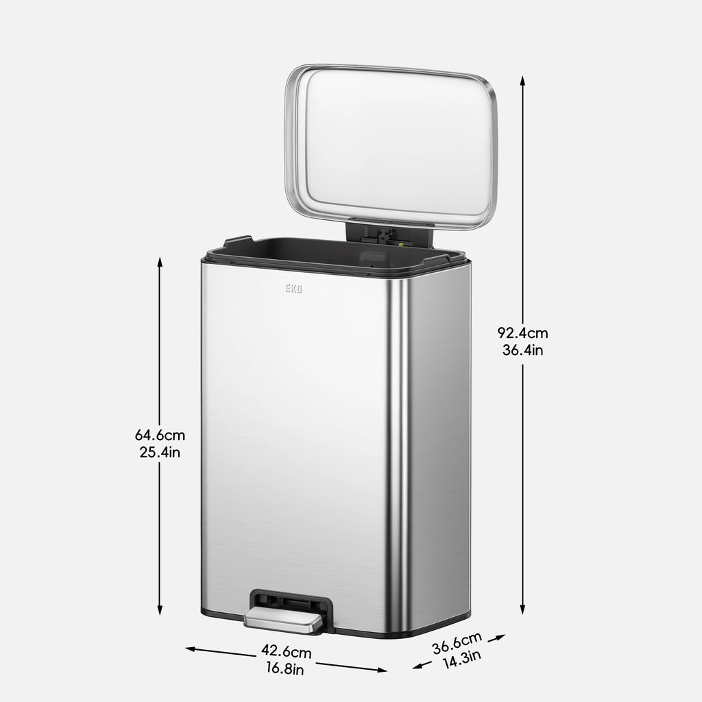 Maxwell Step On Foot Pedal Trash Can Stainless Steel