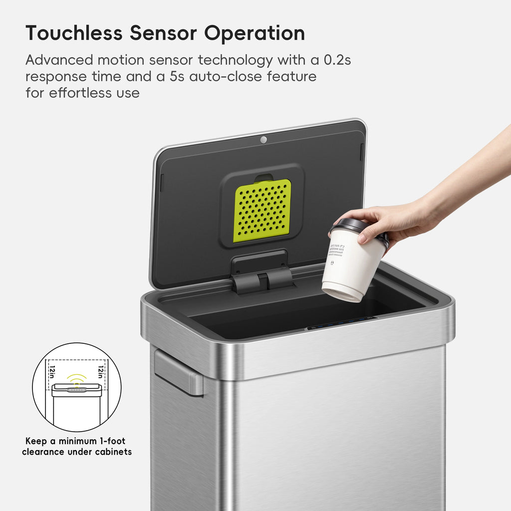 Deluxe Mirage-T Stainless Steel Motion Sensor Can 50 L / 13.2 Gal