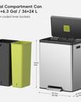 EcoCasa II Step Recycling Can - Dual Compartment 36L+24L