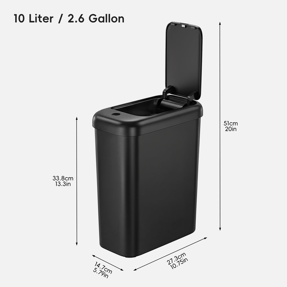 Morandi Slim Bathroom Trash Can 10 L / 2.6 Gal