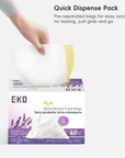EKO trash bags packaging with a hand grabbing a bag.