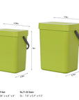 EKO Puro Compost Bin with Lid - Lime 5L / 1.32 Gal – Dimensions