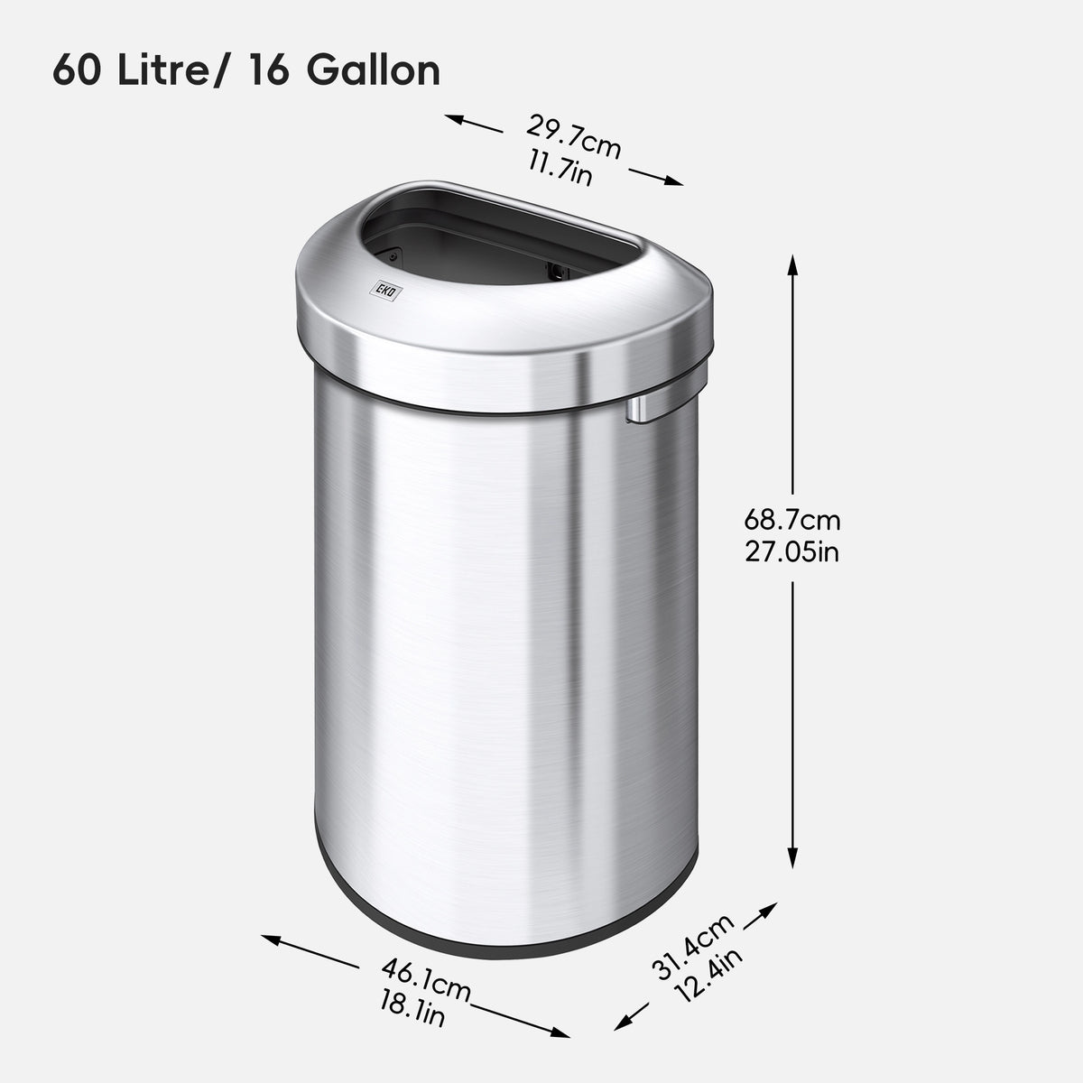 Urban Semi-Round Commercial Open Top Waste Bin