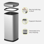 Ecosmart Motion Sensor Square Trash Can Stainless Steel 80 L / 21.1 Gal
