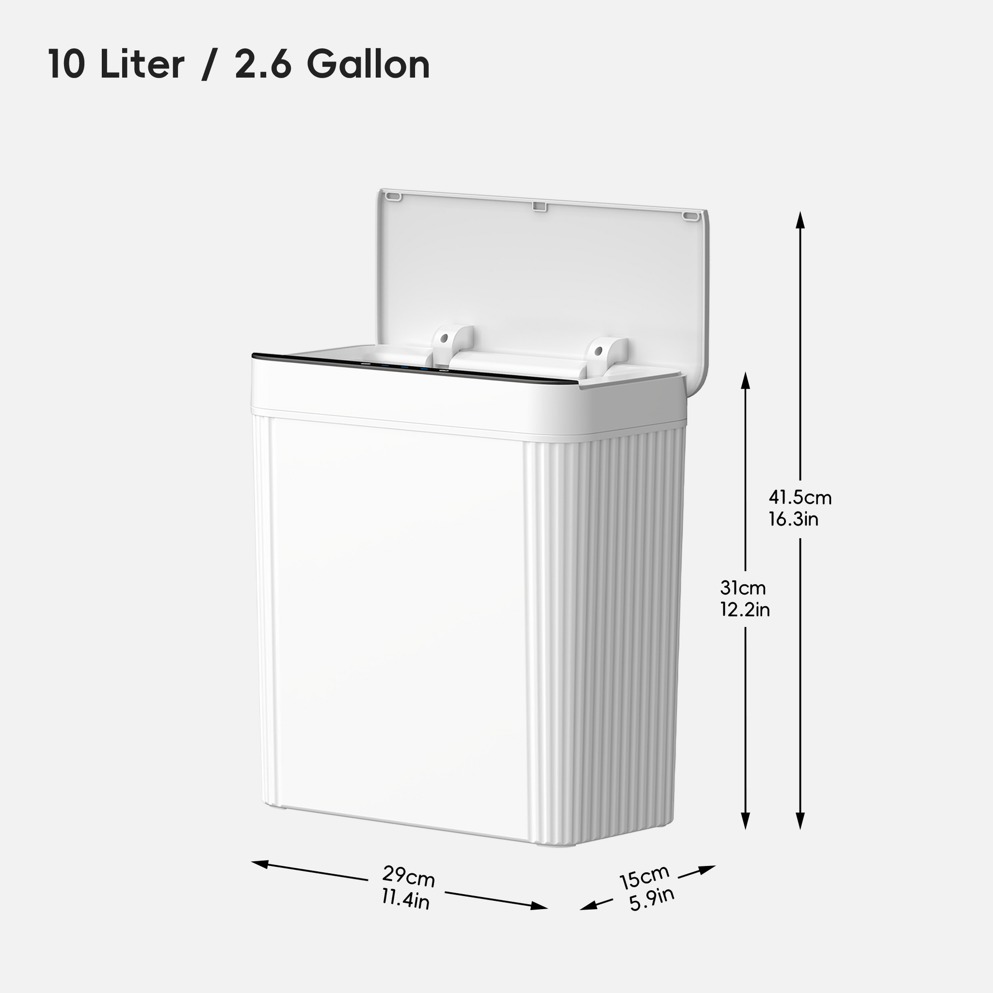 Brio Compact Design Motion Sensor Trash Can 10 L / 2.6 Gal