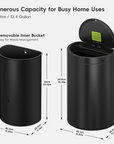 Mirage Semi-Round 47 Liter / 12.4 Gallon Motion Sensor Trash Can - Matte Black
