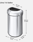 Urban Semi-Round Open Top Can Commercial Grade – 60L / 16 Gal