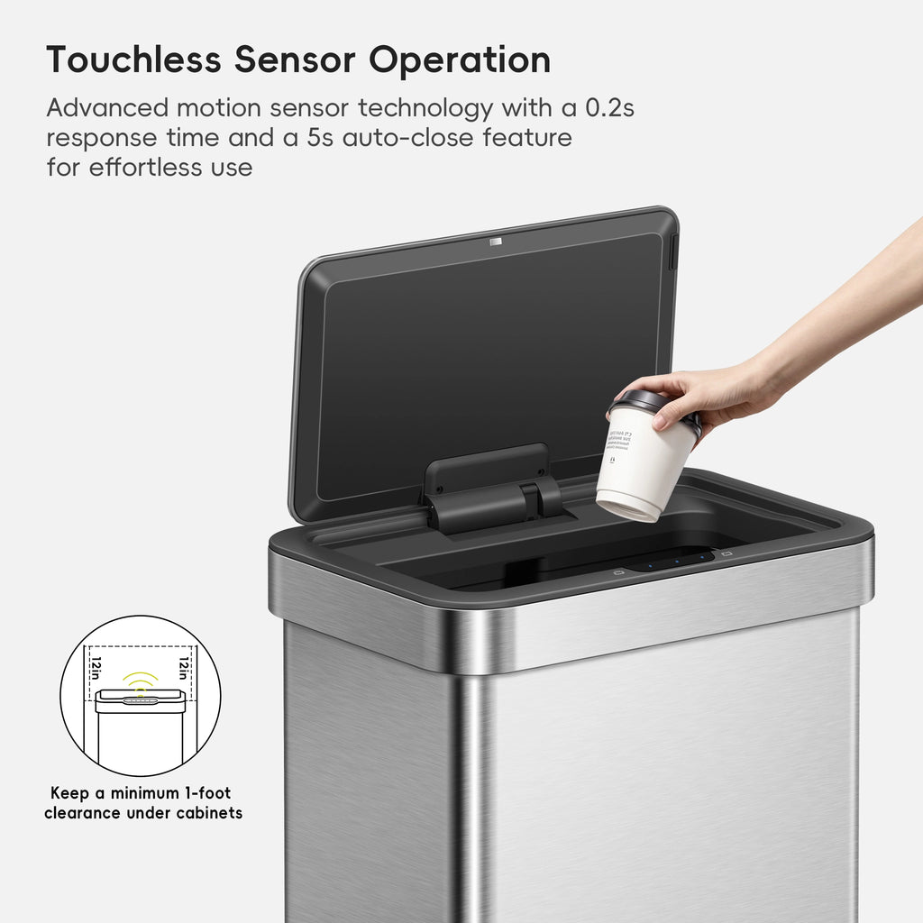 Nova Motion Sensor & Recycling Trash Can, Stainless Steel
