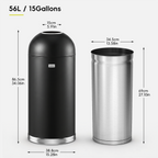 Eternal Round Open Top Can Commercial Grade 56 L / 14.7 Gal