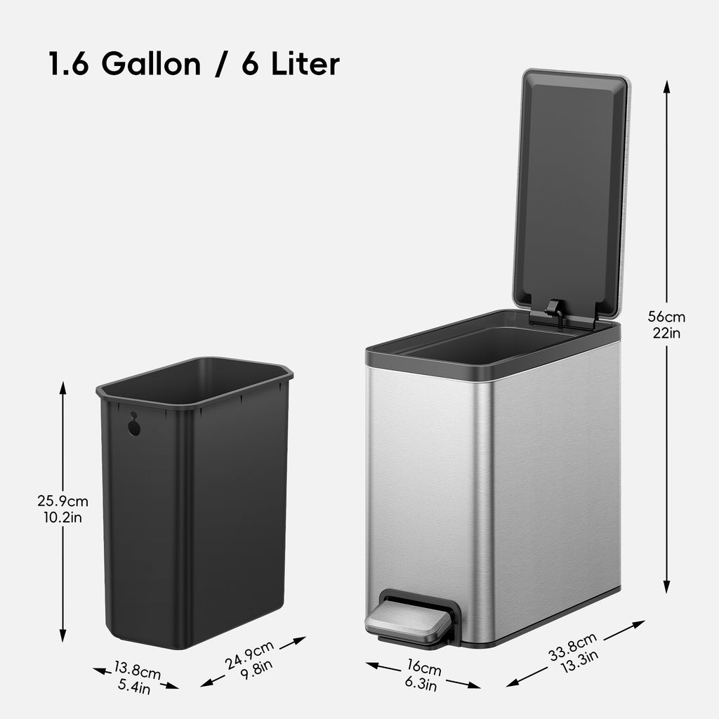 EcoCasa II Small Step Recycling Can with Liner 6 L / 1.6 Gal