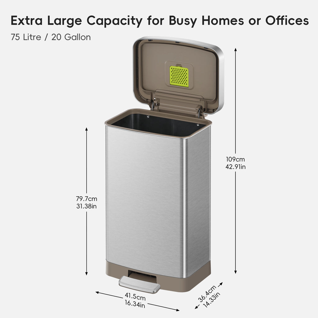 Hudson Step Can with Bag Compartment Stainless Steel