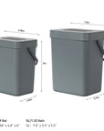 EKO Puro Compost Bin with Lid - Dark Gray 5L / 1.32 Gal – Dimensions