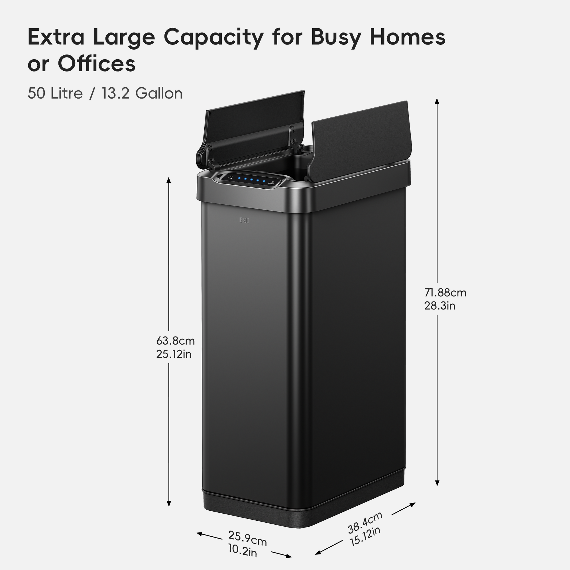 Phantom-T 50L / 13.2 Gal Sensor Can with Dual Wing Lid-Matte Black
