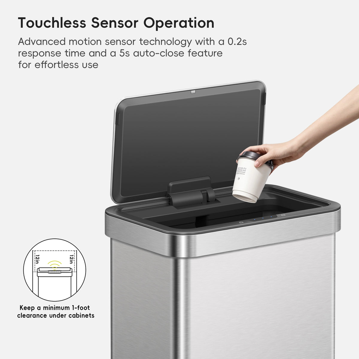 Nova Stainless Steel Motion Sensor Trash Can