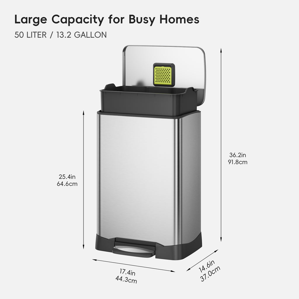 Neo-Cube Stainless Steel Step Trash Can