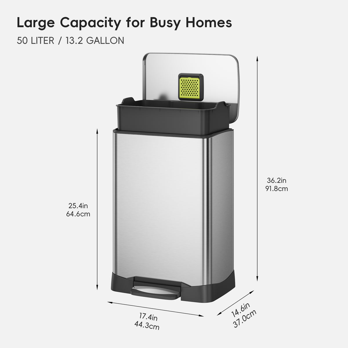 Neo-Cube Stainless Steel Step Trash Can
