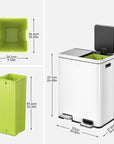 Edison Dual Compartment Step Can with Removable Inner Liners 30+30 L / 8+8 Gal
