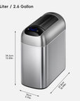 Astro Slim Sensor Trash Can with Butterfly Lid 10 L / 2.6 Gal