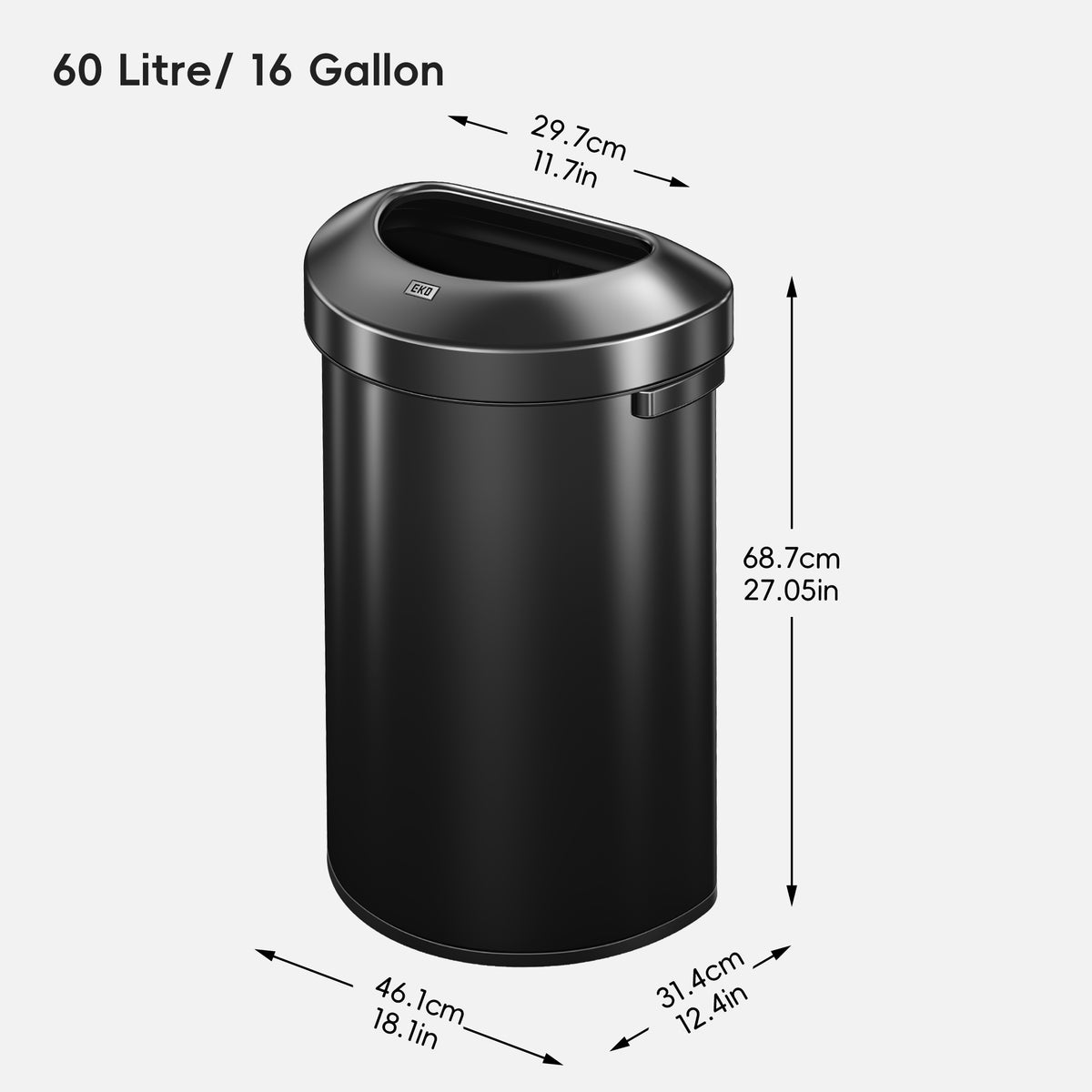 Urban Semi-Round Commercial Open Top Waste Bin