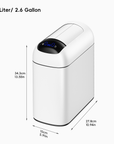 Astro  10L / 2.6 Gallon Slim Sensor Trash Can with Butterfly Lid-Matte White