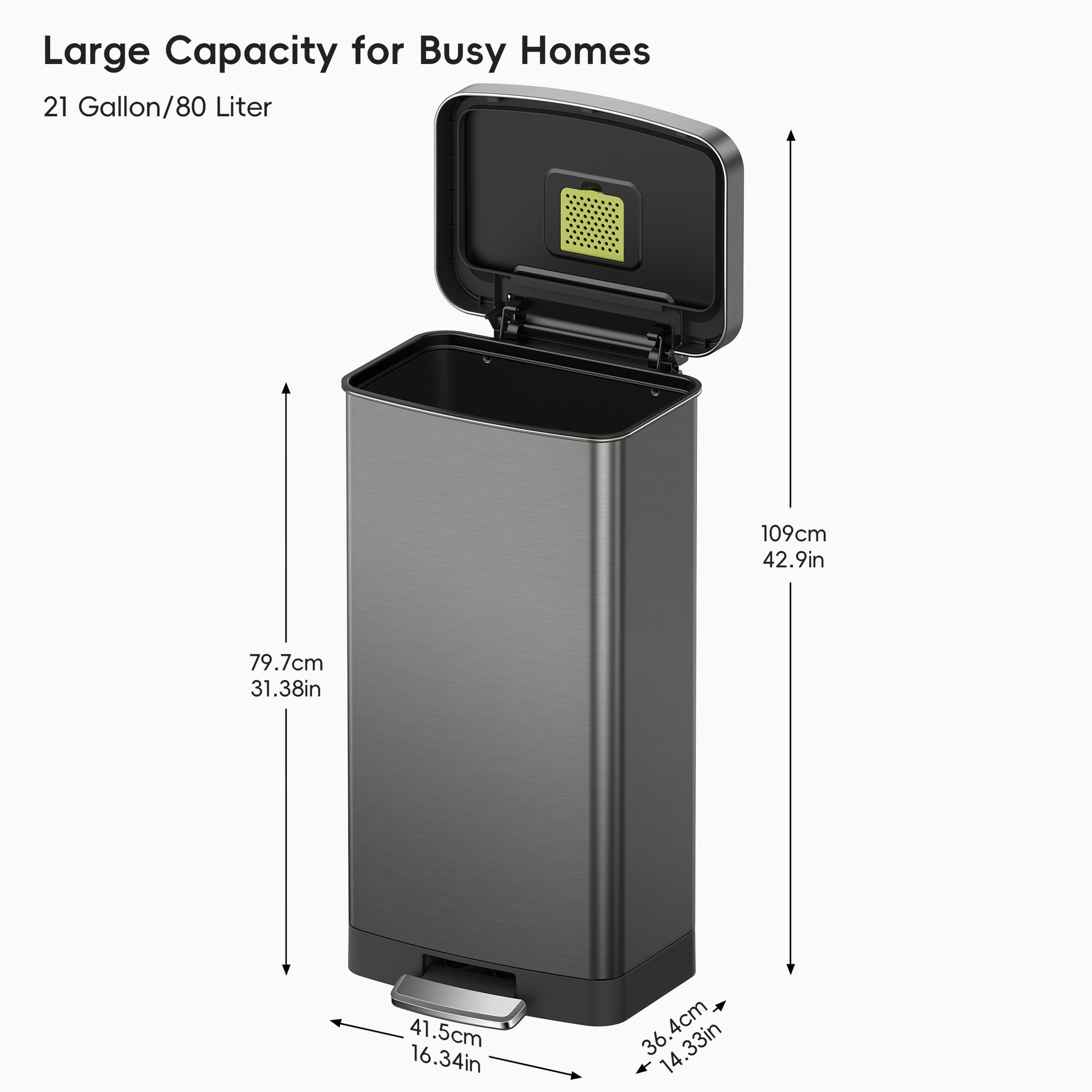 Hudson  75 Liter / 20 Gallon Step Can with Bag Compartment - Gunmetal