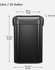Urban Slim Open Top Can Commercial Grade - 90L / 23.7 Gal-Matte Black