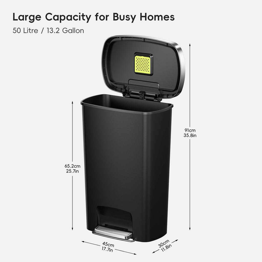 Hana Select Plastic Resin Step Trash Can 50 L / 13 Gal