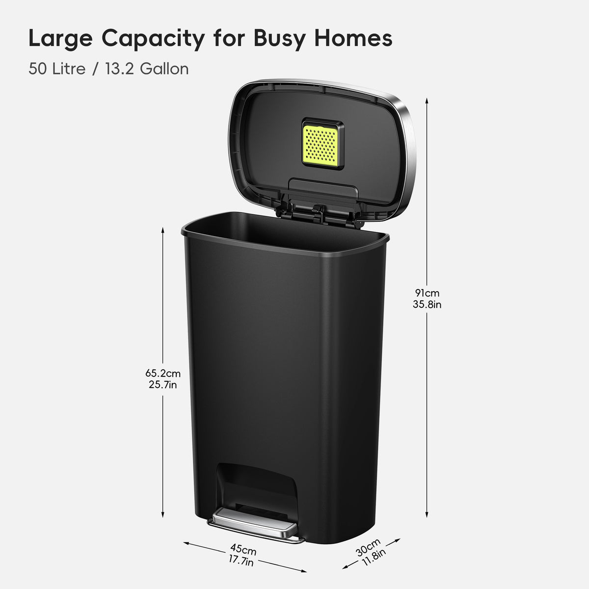 Hana Select Plastic Resin Step Trash Can 50 L / 13 Gal