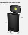 Hana Select Plastic Resin Step Trash Can 50 L / 13 Gal