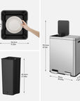Edison Dual Compartment Step Can with Removable Inner Liners 30+30 L / 8+8 Gal