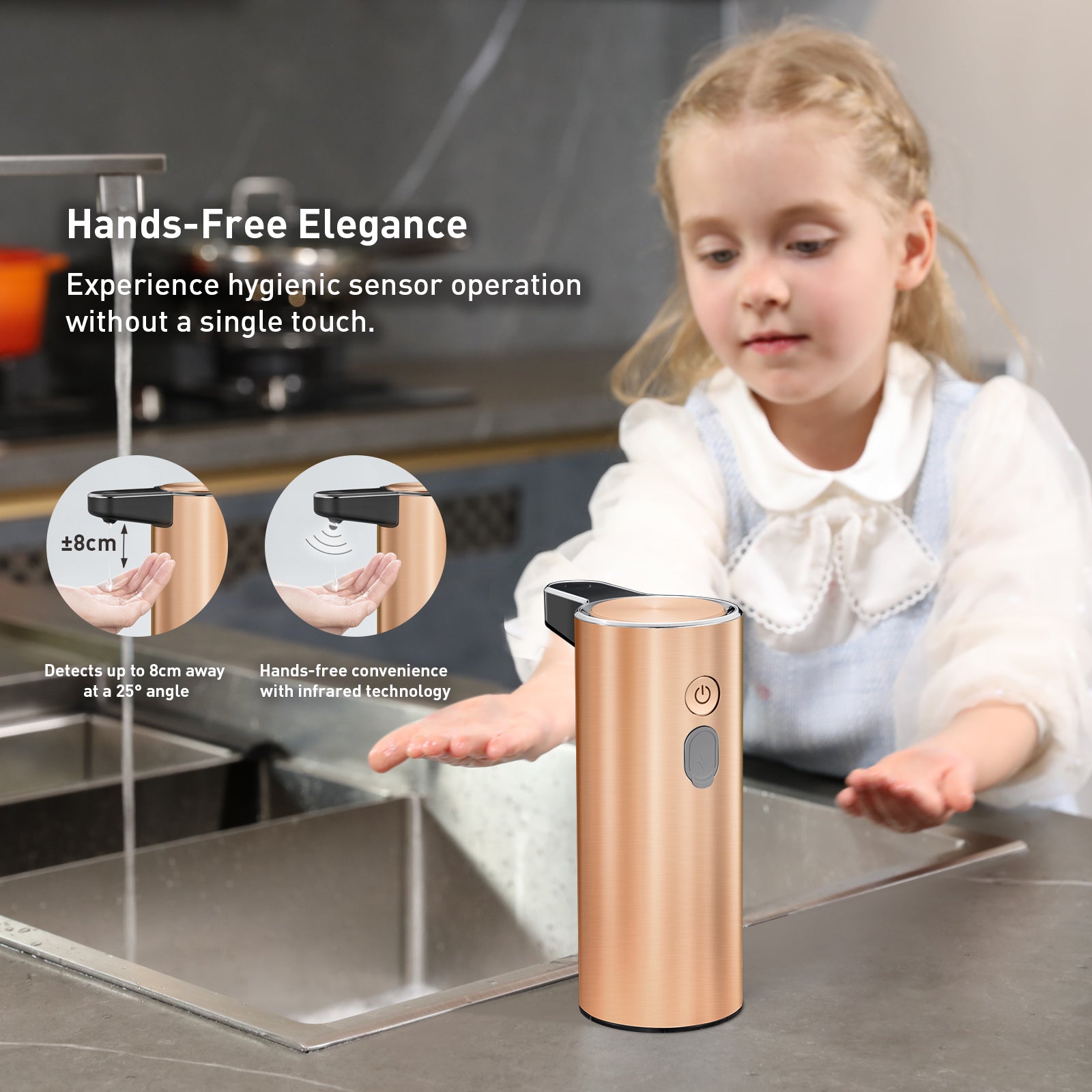 EKO Deluxe Aroma Smart Liquid Soap Dispenser - Rose Gold – Hands-Free Elegance