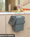 EKO Puro Compost Bin with Lid - Dark Gray 5L / 1.32 Gal – Hanging over Cabinet