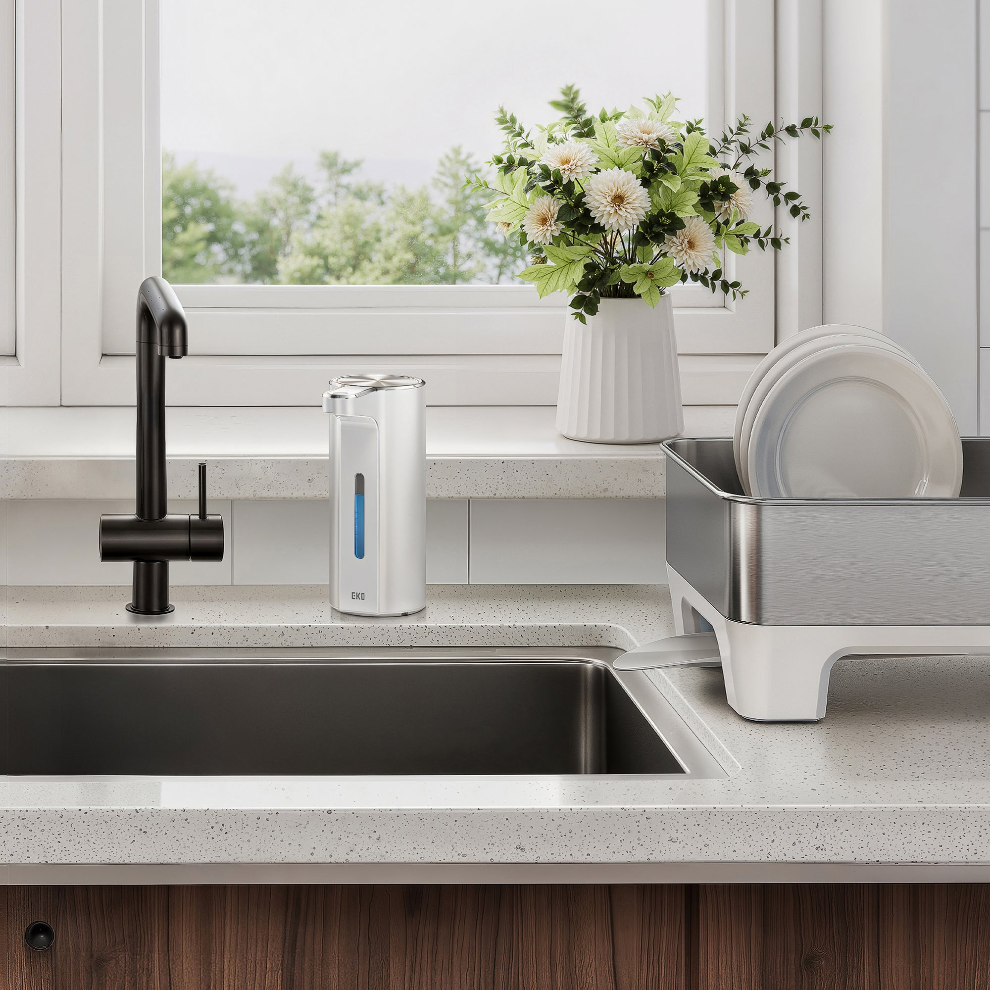 EKO Aroma Pro 13.5 fl oz Touchless Automatic Liquid Soap Dispenser-Matte White – Kitchen Sink