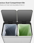 Edison Dual Compartment Step Can with Removable Inner Liners 30+30 L / 8+8 Gal