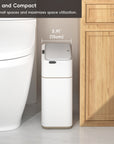 EKO Bono Sensor Bathroom Trash Can with Lid - 8L/2.1 Gallon - White – Slim and Compact - Fits small spaces and maximizes space utilization