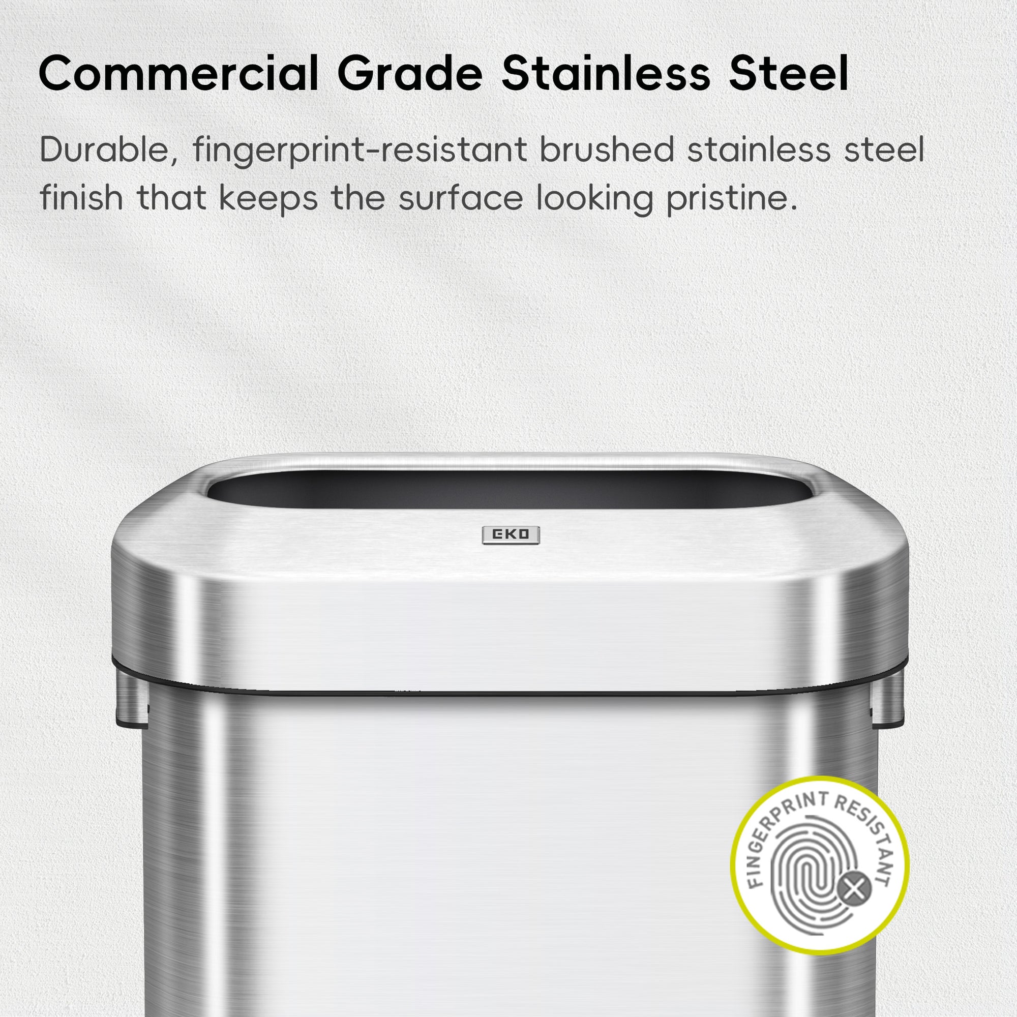 EKO Urban Slim Open Top Trash Can Commercial Grade - 90L / 23.7 Gal  – Commercial Grade Stainless Steel