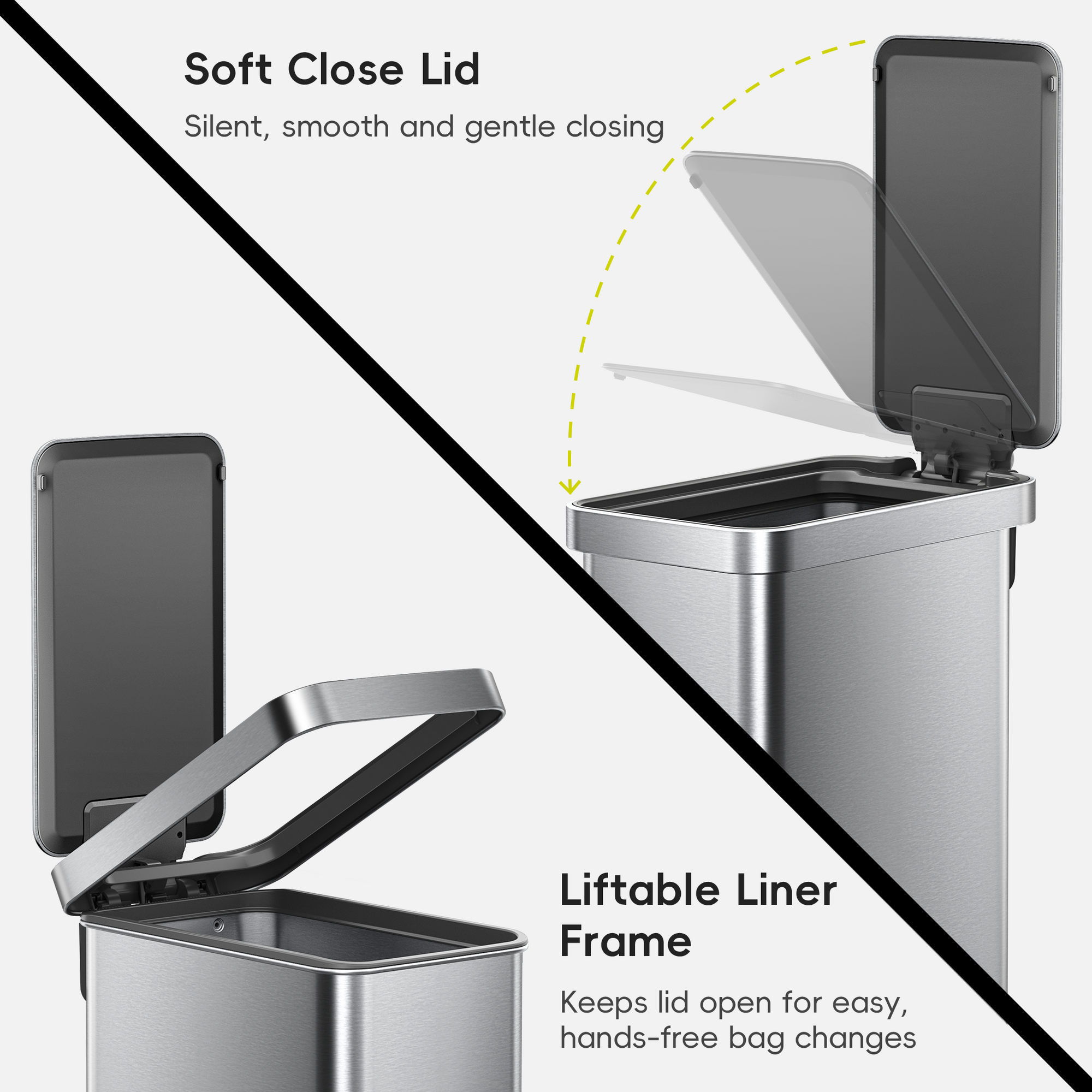Hudson Slim 50 Liter / 13 Gallon Matte Stainless Steel Step Trash Can with Lid