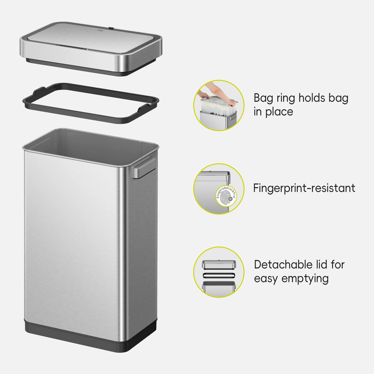 Deluxe Mirage-T Stainless Steel Motion Sensor Can 50 L / 13.2 Gal