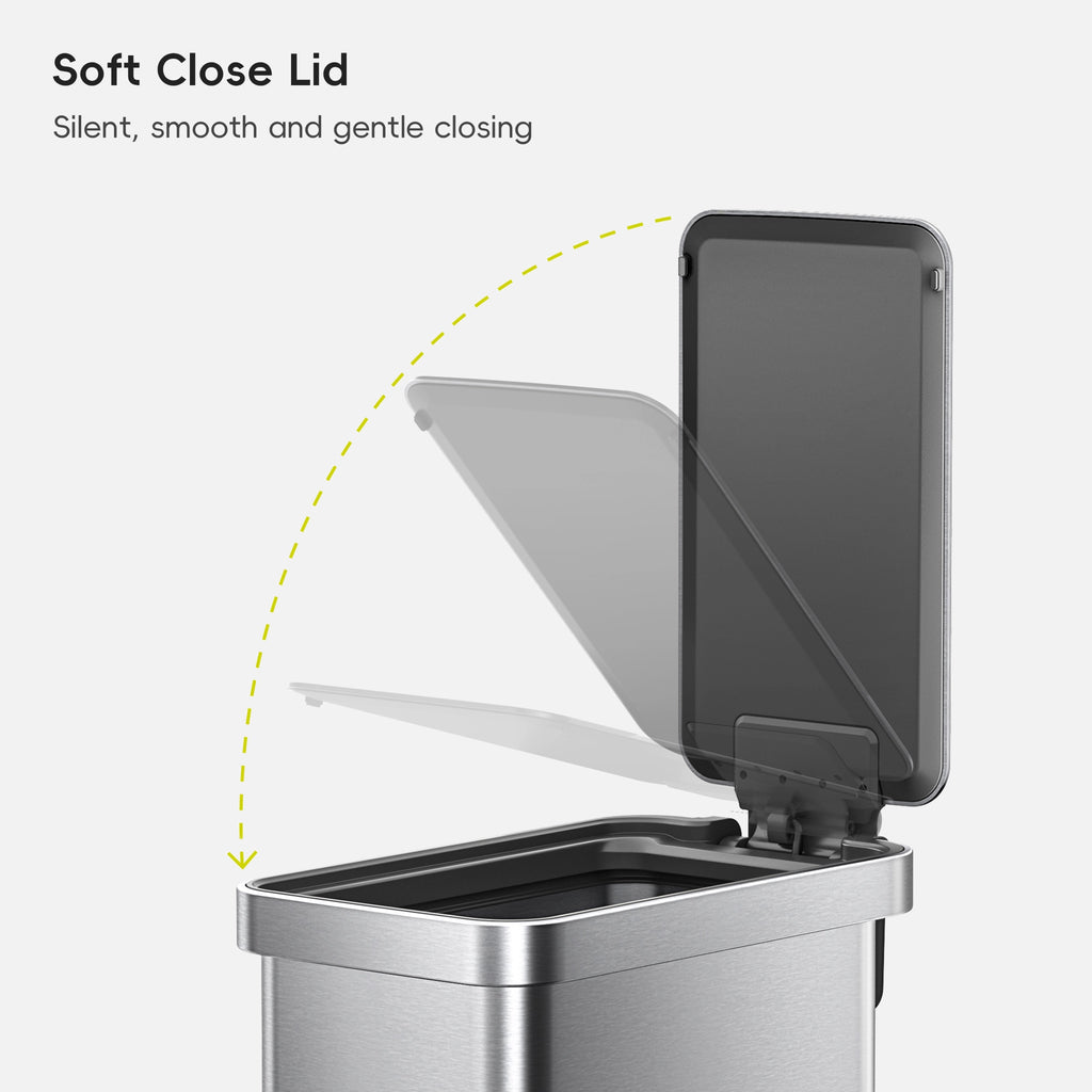 Hudson Slim Stainless Steel Step Trash Can 50 L / 13.2 Gal