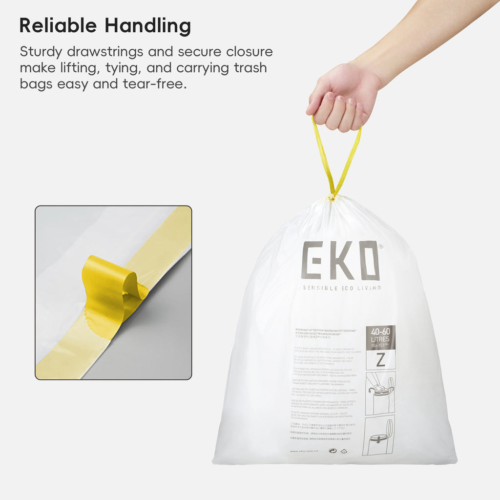 Code Z Easy-Dispense Roll Trash Bags, 40-60 L / 10.6-15.9 Gal