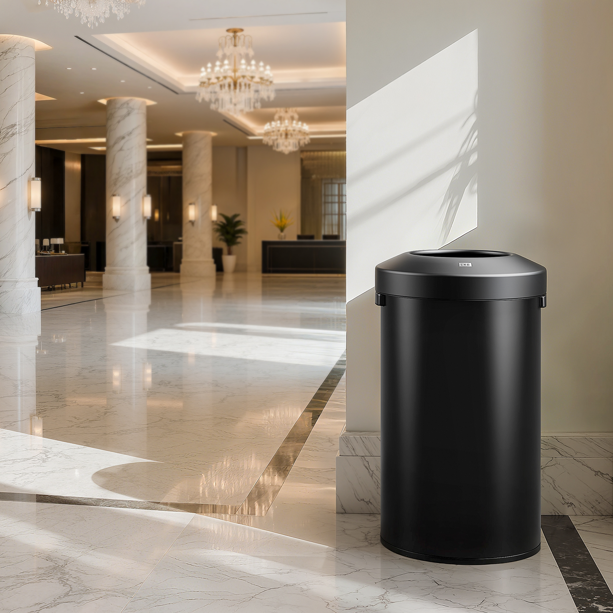 Urban Round Open Top Can Commercial Grade – 120L / 32 Gal - Black Stainless Steel