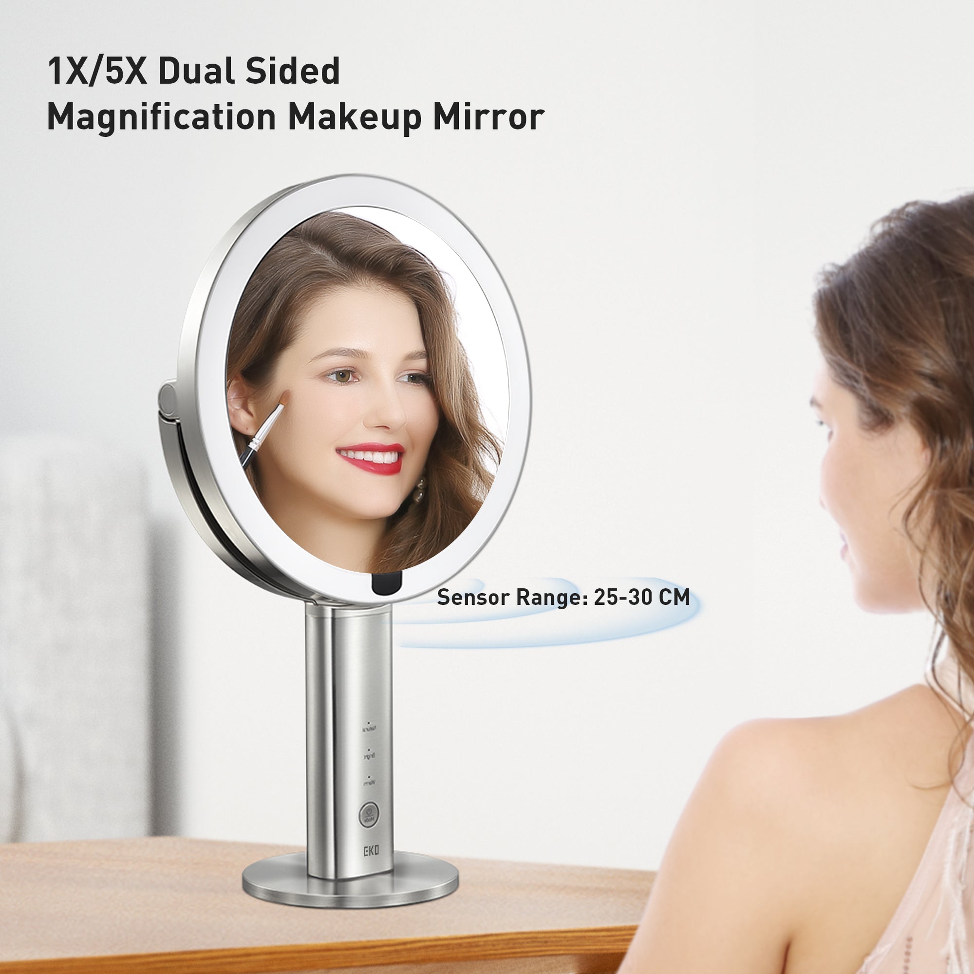 EKO iMira Pro 8"  1X/5X Double Sided Sensor Mirror - Dark Gray – Magnification Makeup Mirror
