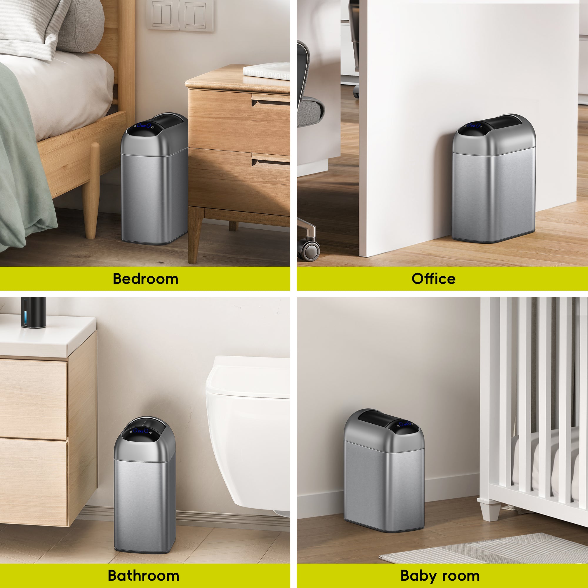 EKO Astro 10L / 2.6 Gallon Slim Sensor Trash Can with Butterfly Lid-Matte Stainless Steel – Multiple Uses