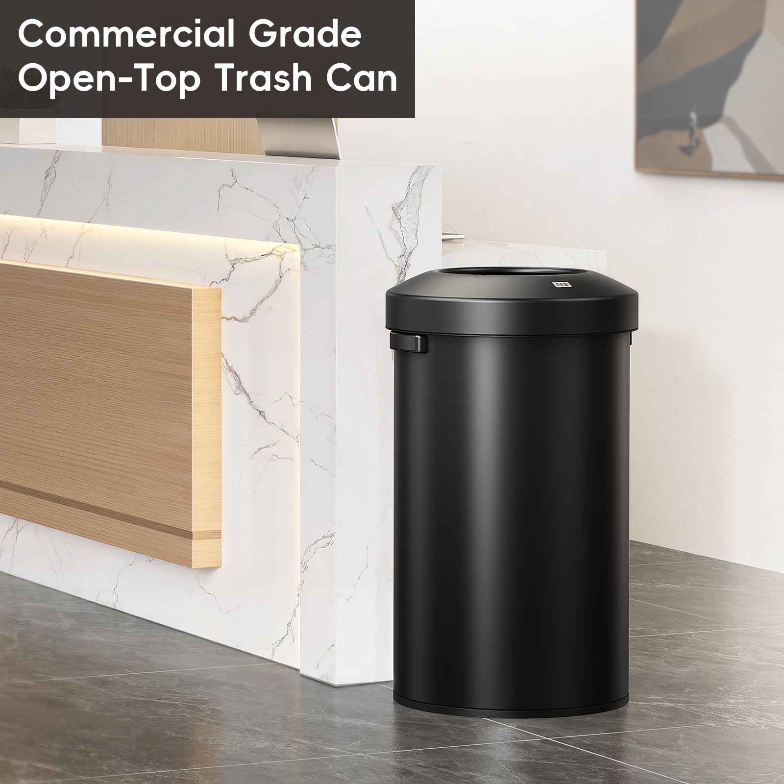 EKO Urban Round Open Top Can Commercial Grade 120L / 32 Gal Black Stainless Steel – Commercial Grade Open-Top Trash Can