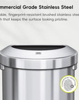 EKO Urban Semi-Round Open Top Can Commercial Grade – 60L / 16 Gal – Commercial Grade Stainless Steel