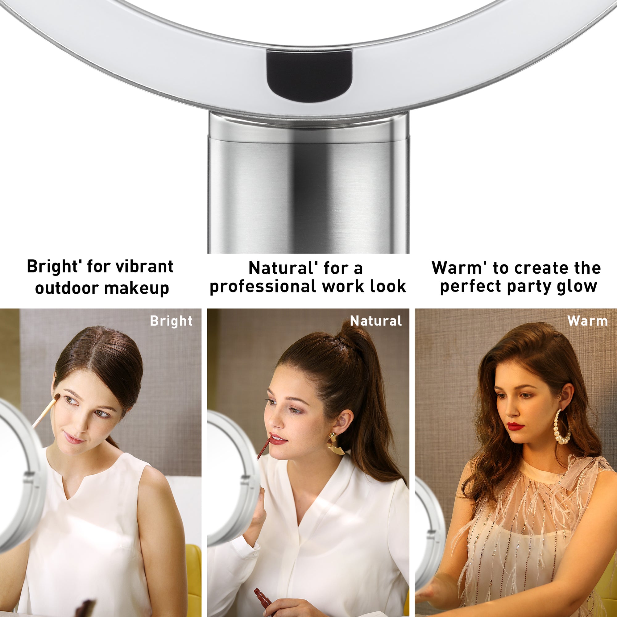 EKO iMira Pro 8"  1X/5X Double Sided Sensor Mirror - Dark Gray – Bright, Natural &amp; Warm Lighting